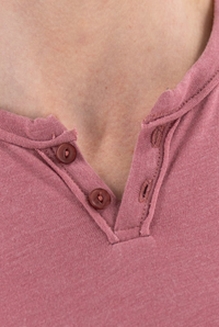 Short Sleeve Vintage Henley - Withered Rose