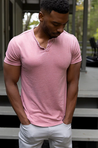 Short Sleeve Vintage Henley - Withered Rose