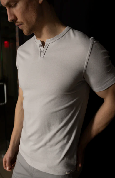 Short Sleeve Vintage Henley - Quiet Gray