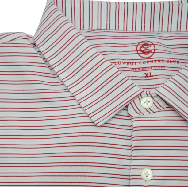 Thin Stripe Polo - Brick