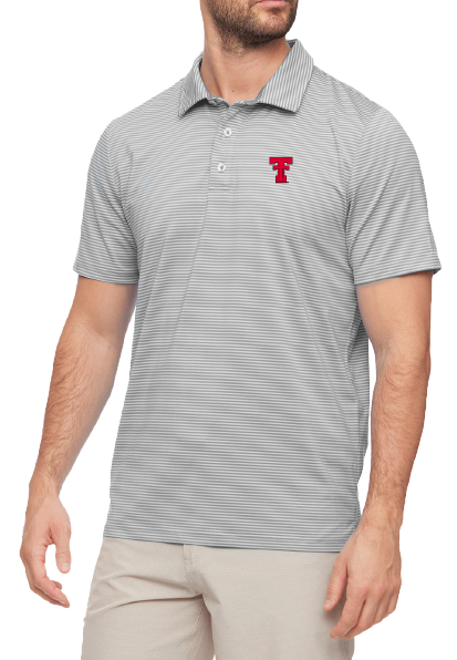 Texas Tech Naples Striped Polo - Grey