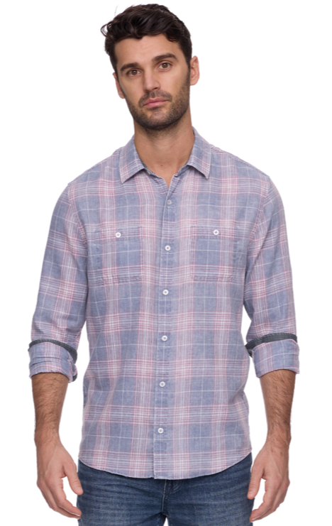 Ladonia LS Vintage Shirt - Navy/Mauve