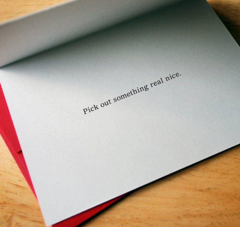 Lazy Gift-Giver Greeting Card-The Mincing Mockingbird