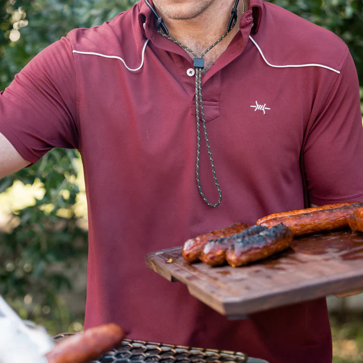 Lariat Western Polo - Maroon - TS