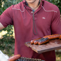 Lariat Western Polo - Maroon - TS