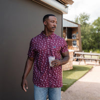 Perf. Button Up - Maroon Gameday