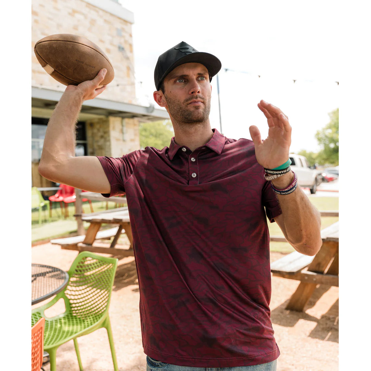 Performance Polo - Maroon Texas Camo