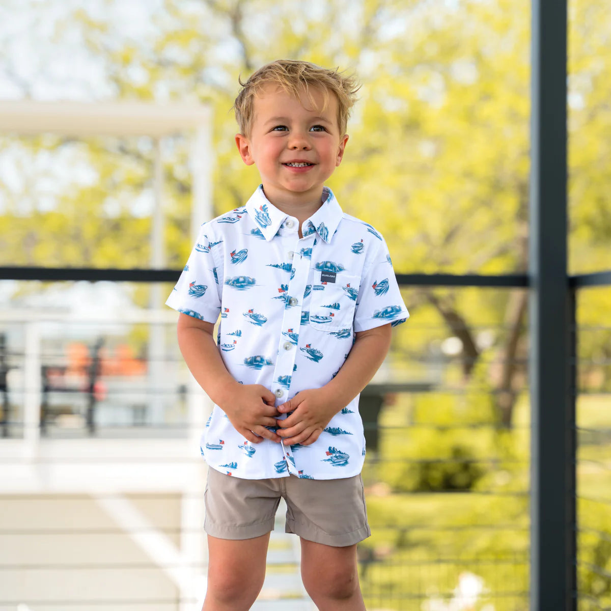 Youth Perf. Button Up - Lake Weekend