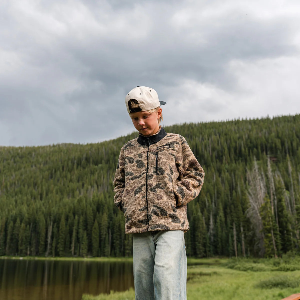 Burlebo Youth Sherpa - Full Zip Jacket - Rocky Mountain Camo