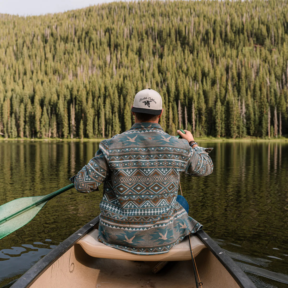 Burlebo Vintage Heavyweight Flannel - Whitetail Aztec - Olive