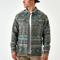 Burlebo Vintage Heavyweight Flannel - Whitetail Aztec - Olive