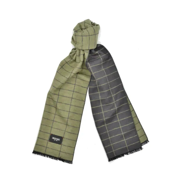 Olive and Charcoal Grey Window Pane Scarf - Curated Basics