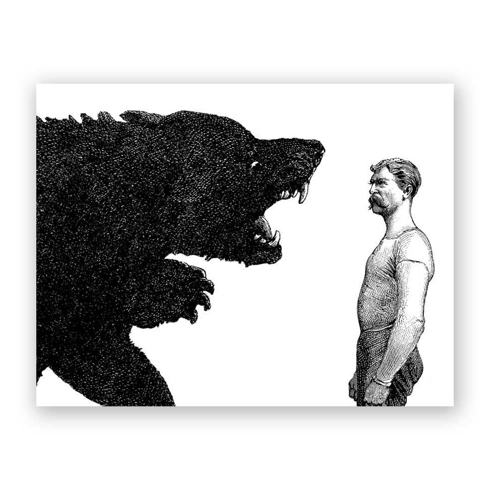 Man VS Bear Birthday Greeting Card