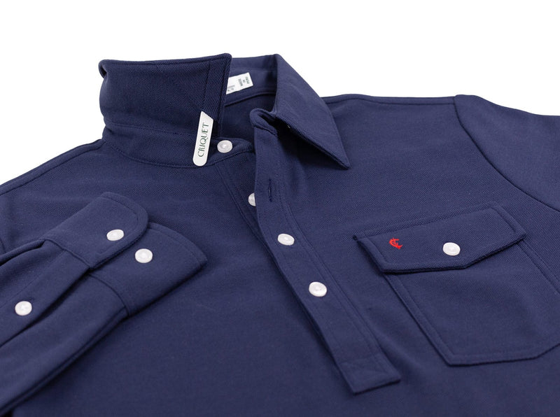 Long Sleeve players Shirt- Peacoat- Criquet