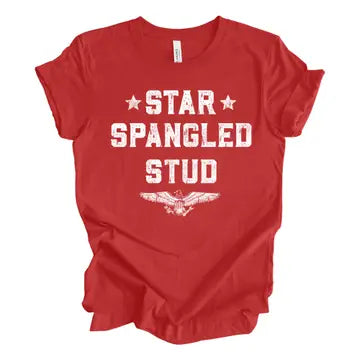 Star Spangled Stud T-Shirt- Red- Faire