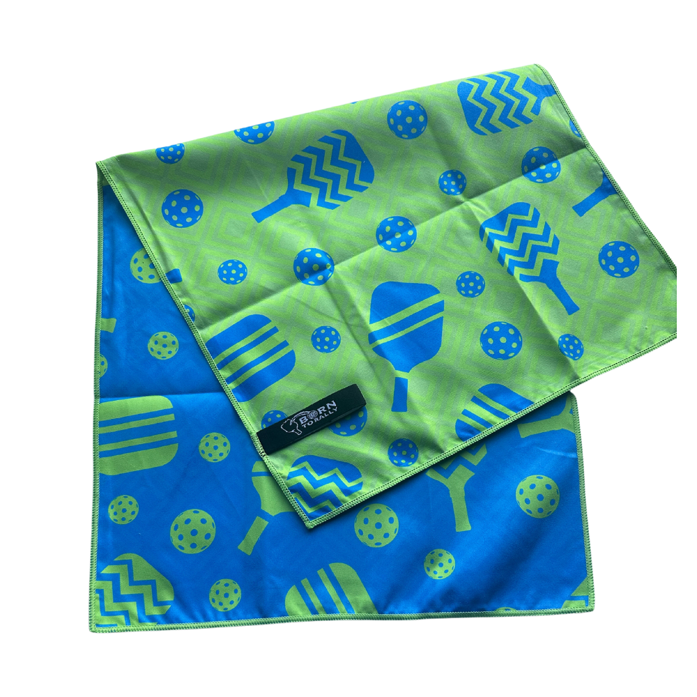 Pickleball Microfiber Towel - Blue/Green - Born to Rally