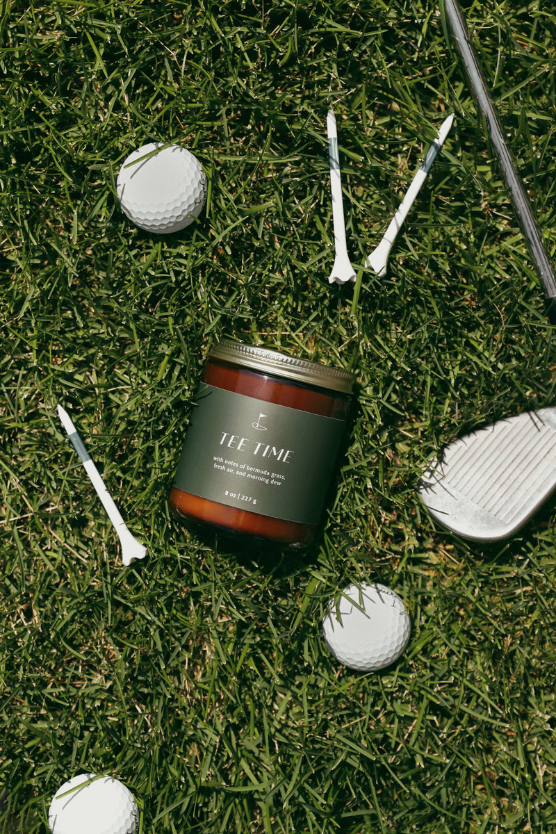 Tee Time | Men's Collection 8oz Soy Candle Amber Jar
