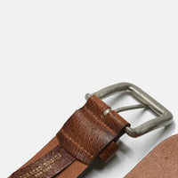Leather Belt Dark Brown Silver Buckle- Curated Basics