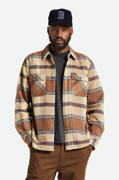 Bowery Heavyweight Flannel -Sand/Bison - Brixton