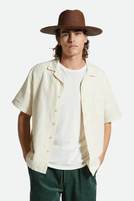 Bunker Linen Blend S/S Color Shirt- White- Brixton