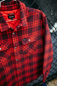 Bowery Quilted Flannel-Red/Mahogany-Brixton