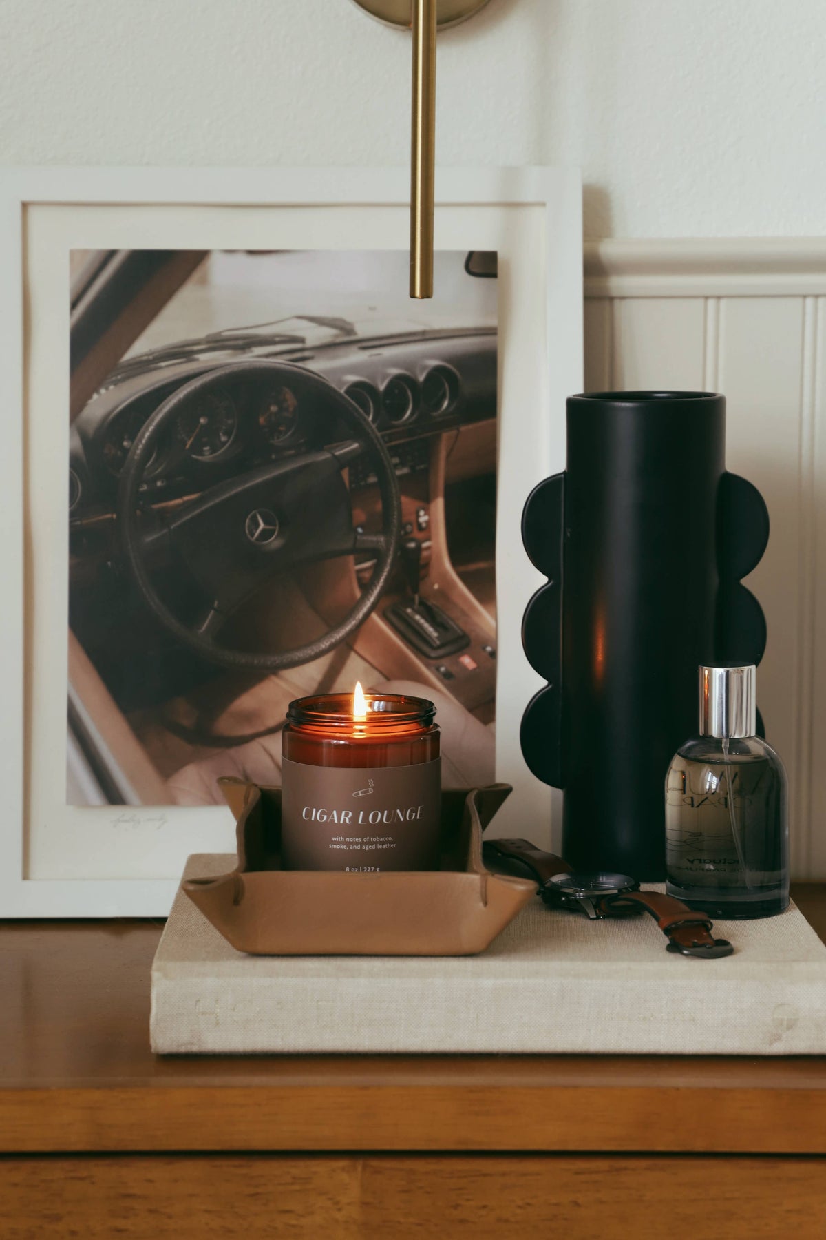 Cigar Lounge | Men's Collection 8oz Soy Candle Amber Jar
