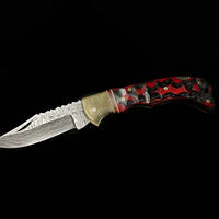 Red Damascus Folding Knife - Titan Int.