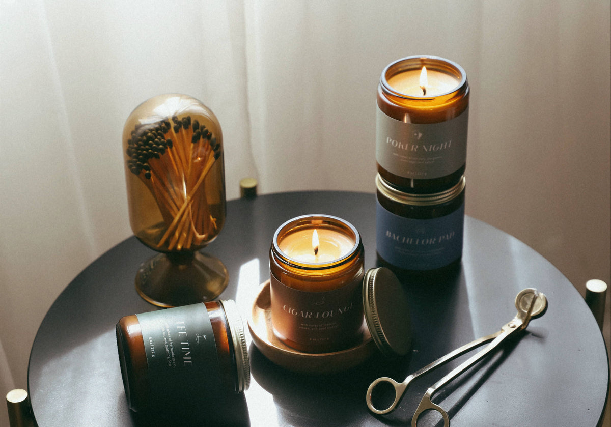Bachelor Pad | Men's Collection 8oz Soy Candle Amber Jar