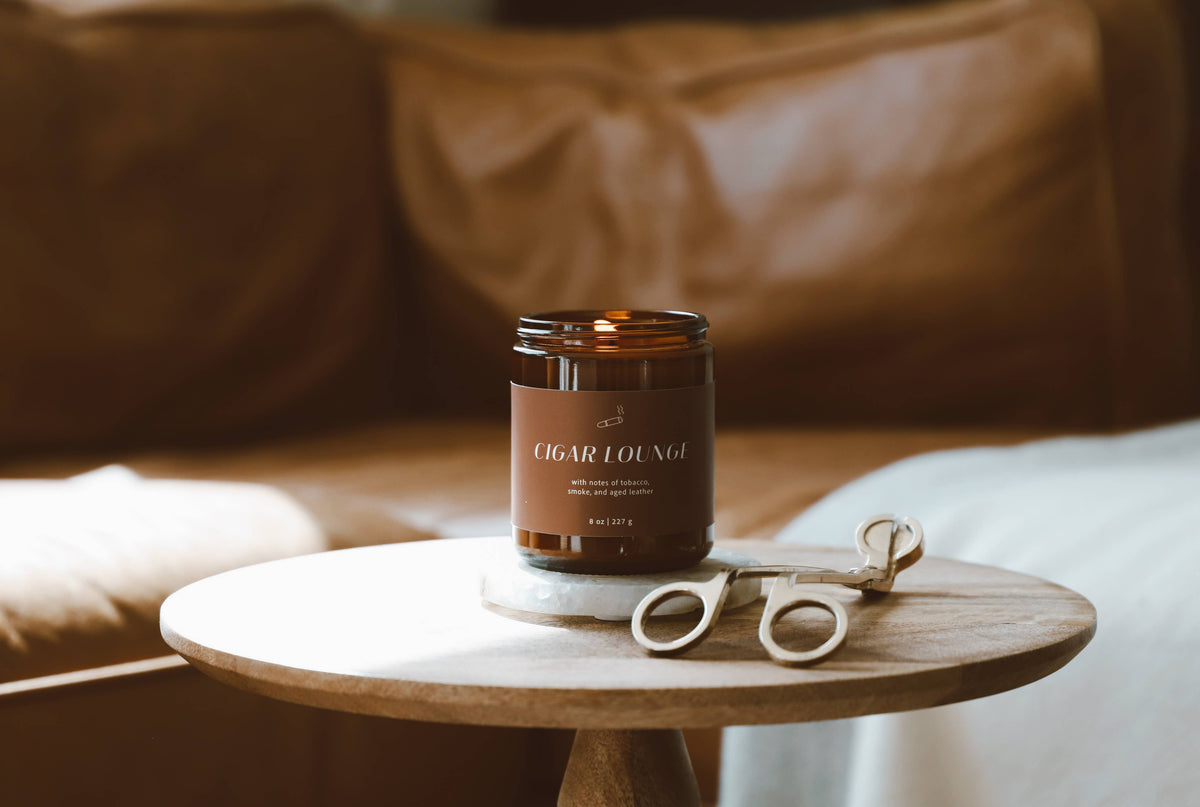 Cigar Lounge | Men's Collection 8oz Soy Candle Amber Jar