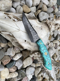 Damascus Hunting Knife Acrylic Handle-Titan Int.