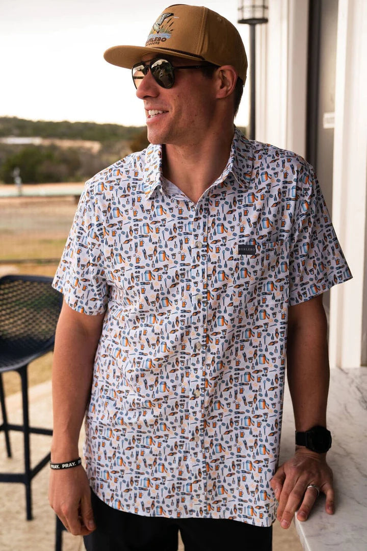 Performance Button Up- Crawfish Boil- Burlebo