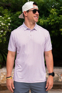 Perf Polo - Texas White & Maroon