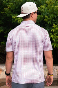 Perf Polo - Texas White & Maroon