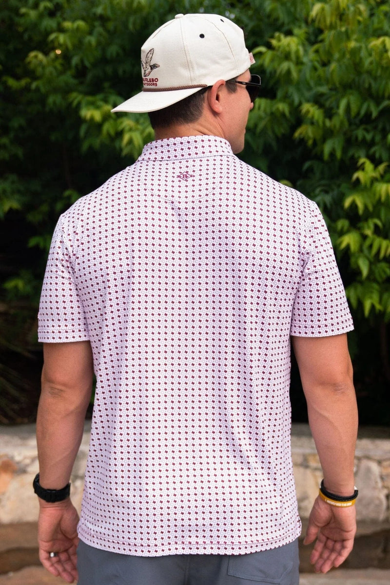 Perf Polo - Texas White & Maroon