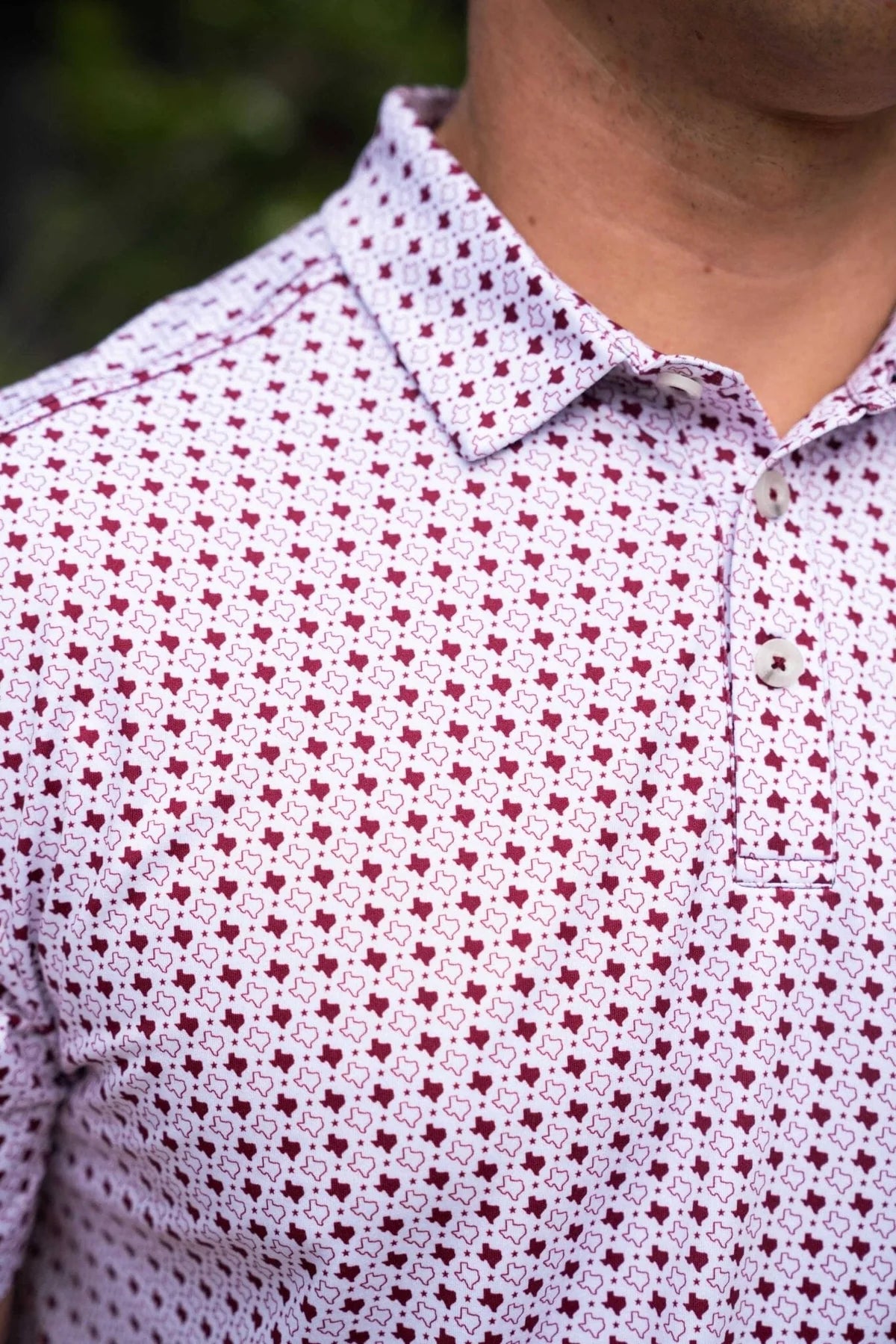 Perf Polo - Texas White & Maroon