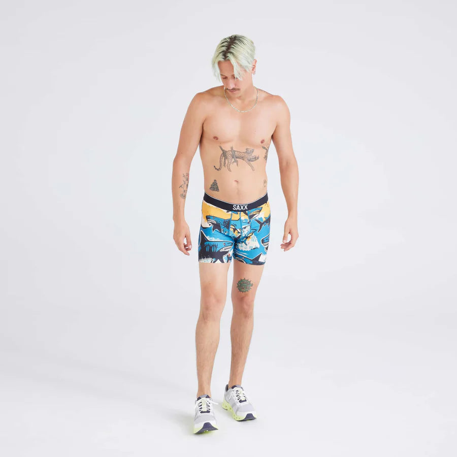 Volt Breathable Mesh Breathable Mesh Boxer Brief 5"-Shark Street-Blu- SAXX