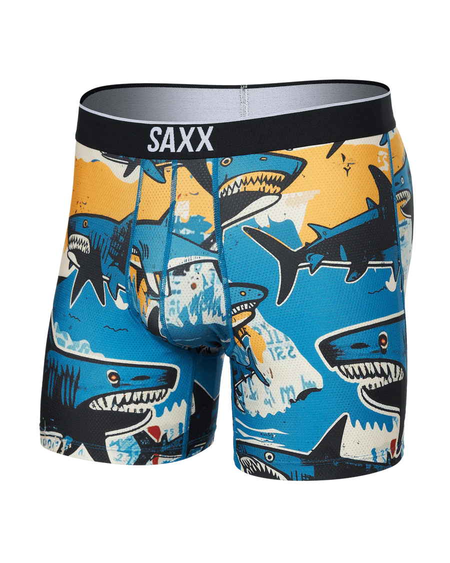 Volt Breathable Mesh Breathable Mesh Boxer Brief 5"-Shark Street-Blu- SAXX