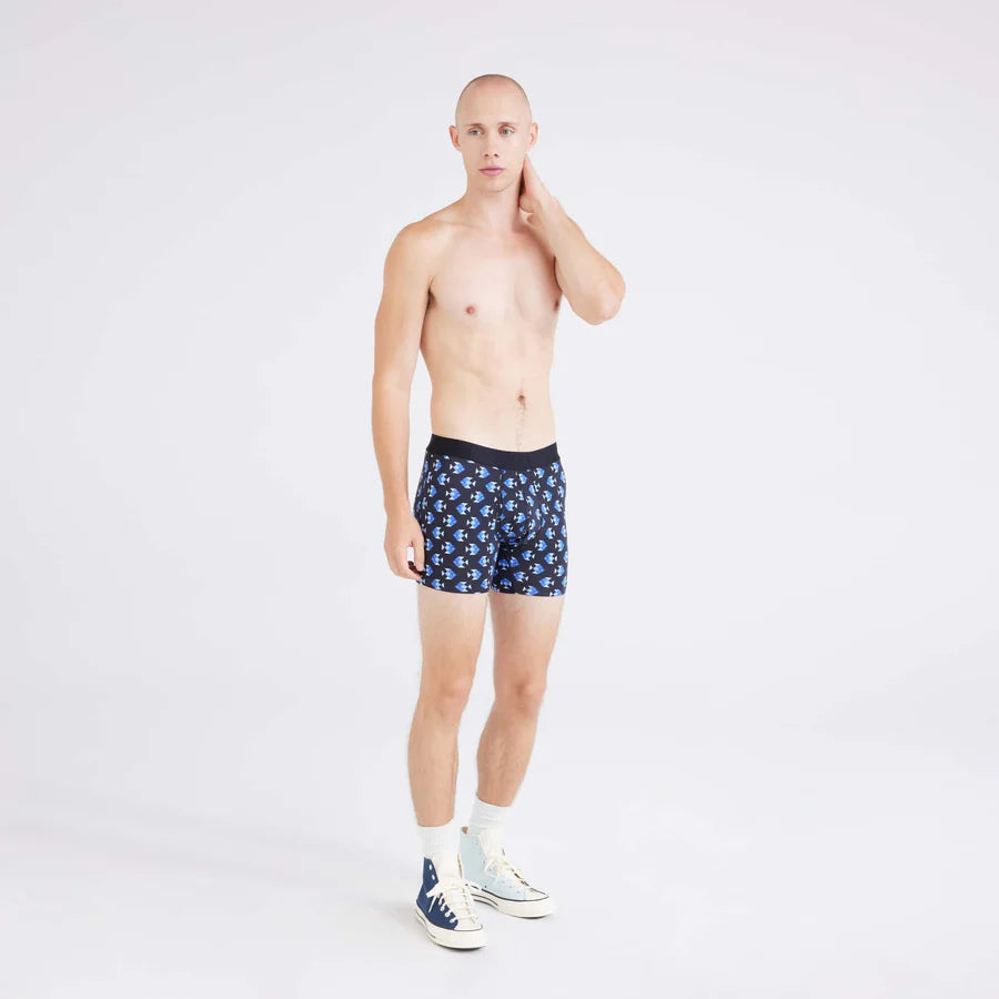 Droptemp® Cooling Cotton Cooling Cotton Boxer Brief 5"-Aquatic Check-Black-SAXX