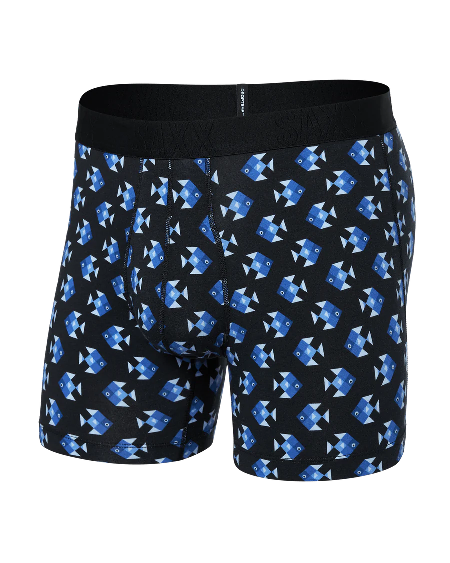 Droptemp® Cooling Cotton Cooling Cotton Boxer Brief 5"-Aquatic Check-Black-SAXX