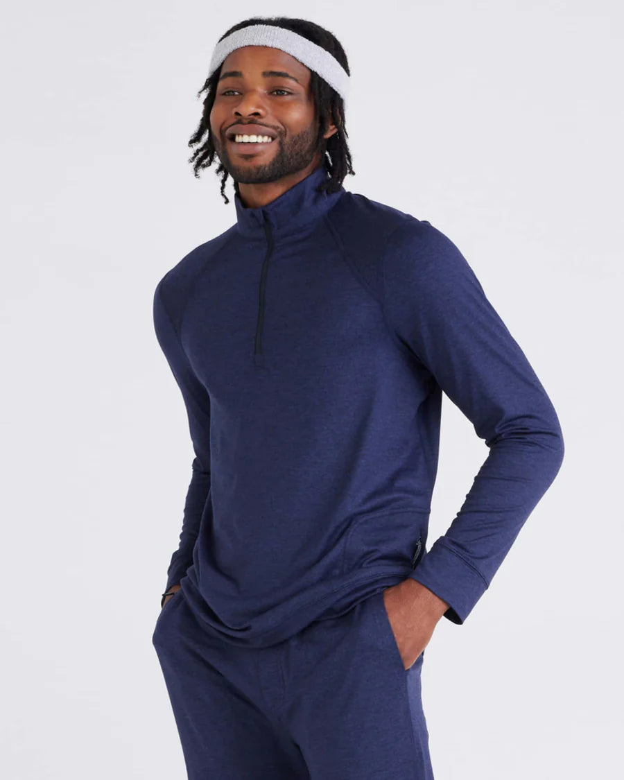 PeakDaze Soft Knit Performance Half Zip/ Maritime Heather SAXX