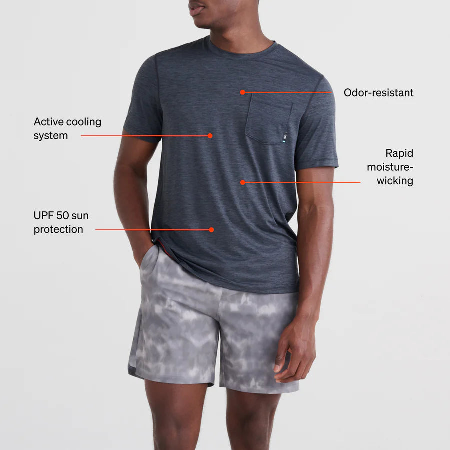 DropTemp™ All Day Cooling Short Sleeve Crew/Turbulence Heather-SAXX