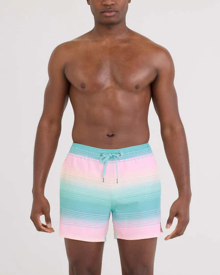 Swim Trunk 5" - Hazy Stripe Aqua