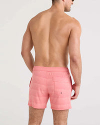 Hibiscus/Coral Pop Stripe Buoy 2N1 Stretch Swim Volley 5" with liner