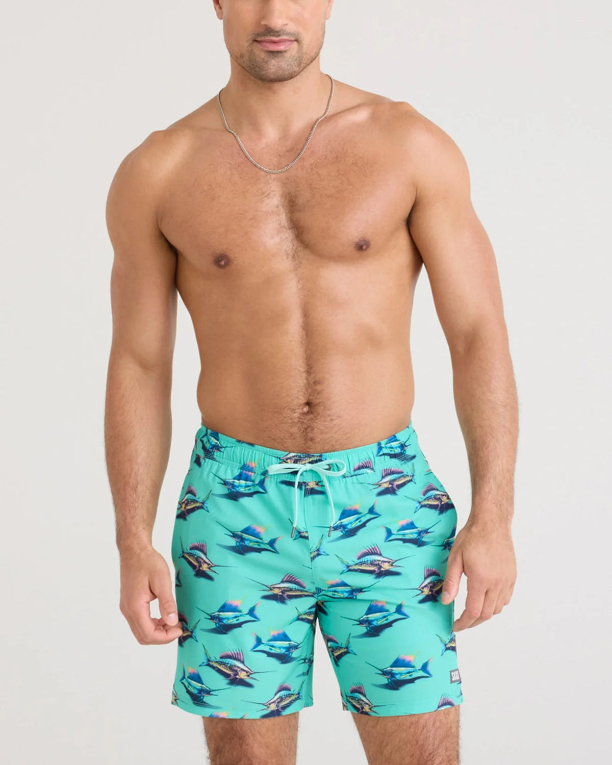 Great Catch/ Surf Blue Swim Shorts 7in- SAXX