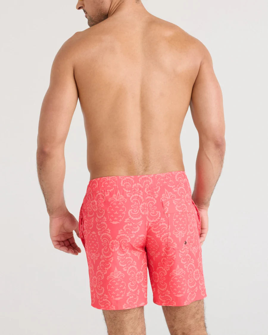 Pineapple Brocade-Hibiscus Swim Shorts 7in- SAXX