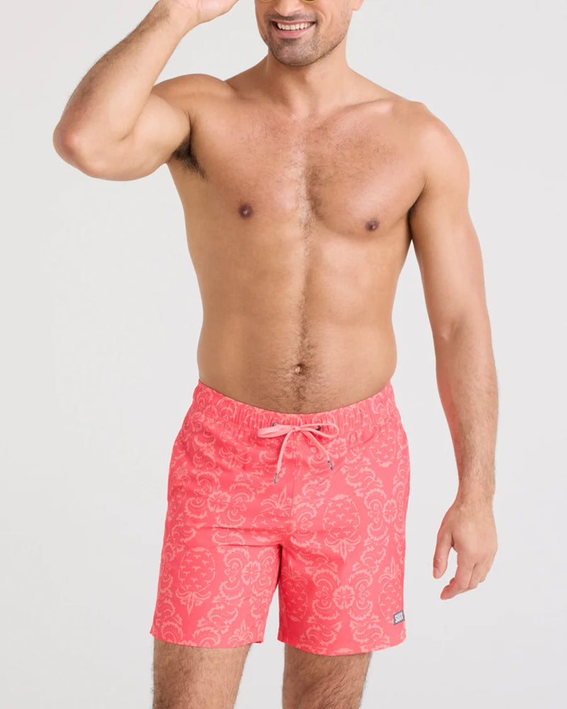 Pineapple Brocade-Hibiscus Swim Shorts 7in- SAXX