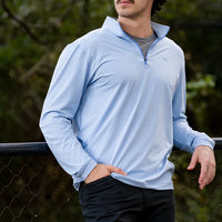 Perf. Hybrid Quarter Zip - Bayou Blue - TS