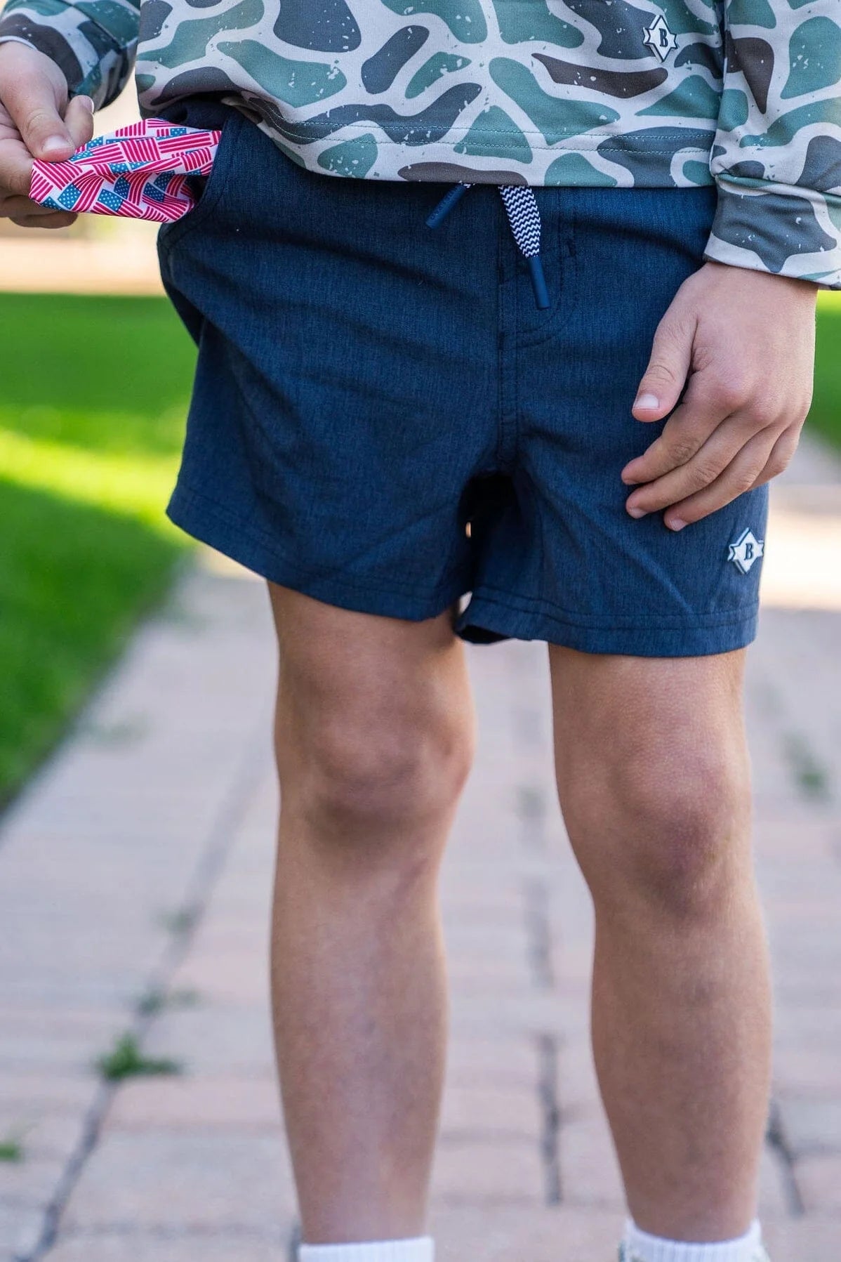 Youth Athletic Short - Heather Navy