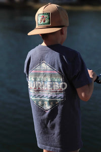 Youth Tee - Palms and Fins Logo - Heather Navy